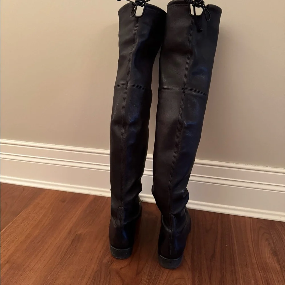 Stuart Weitzman Black Over-the-Knee Leather Boots